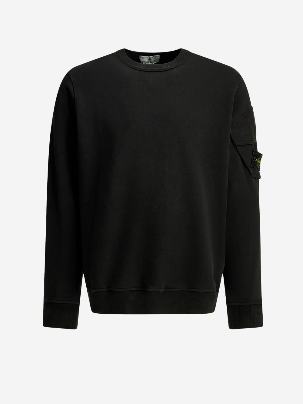 STONE ISLAND Felpa Girocollo nera Sleeve Pocket Badge Nero Urbanstaroma