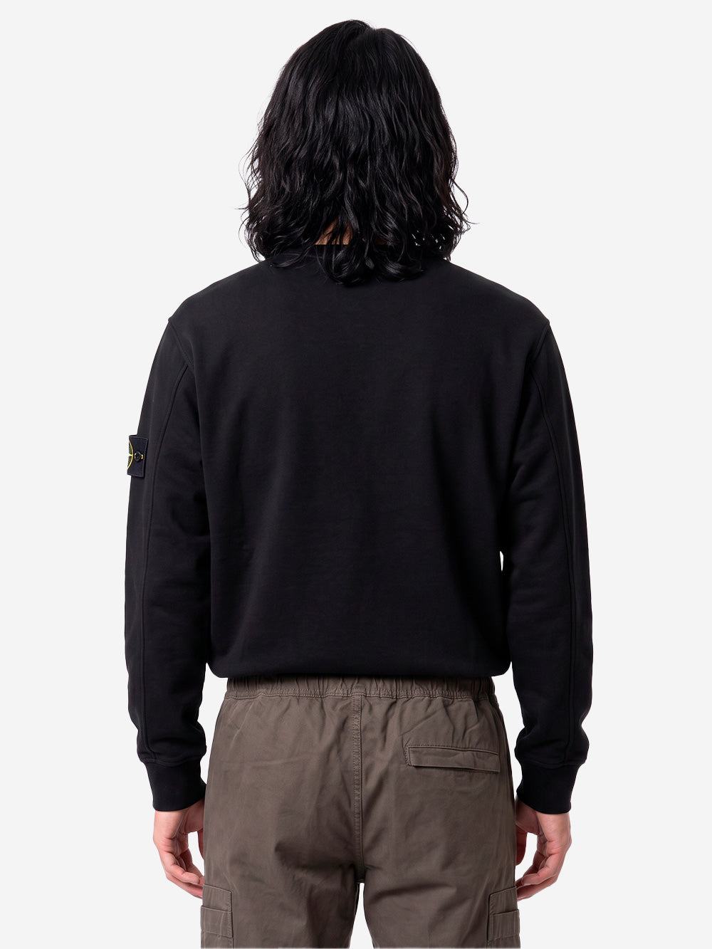 STONE ISLAND Felpa Girocollo nera Sleeve Pocket Badge Nero Urbanstaroma