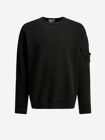STONE ISLAND Felpa Girocollo nera Sleeve Pocket Badge Nero