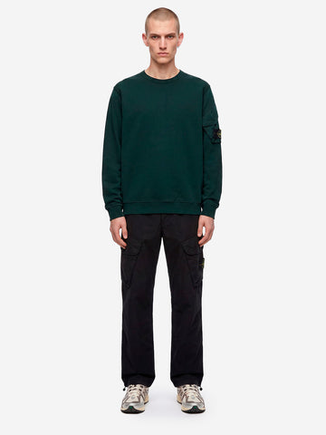 STONE ISLAND Felpa Girocollo verde scuro Sleeve Pocket Badge Verde scuro