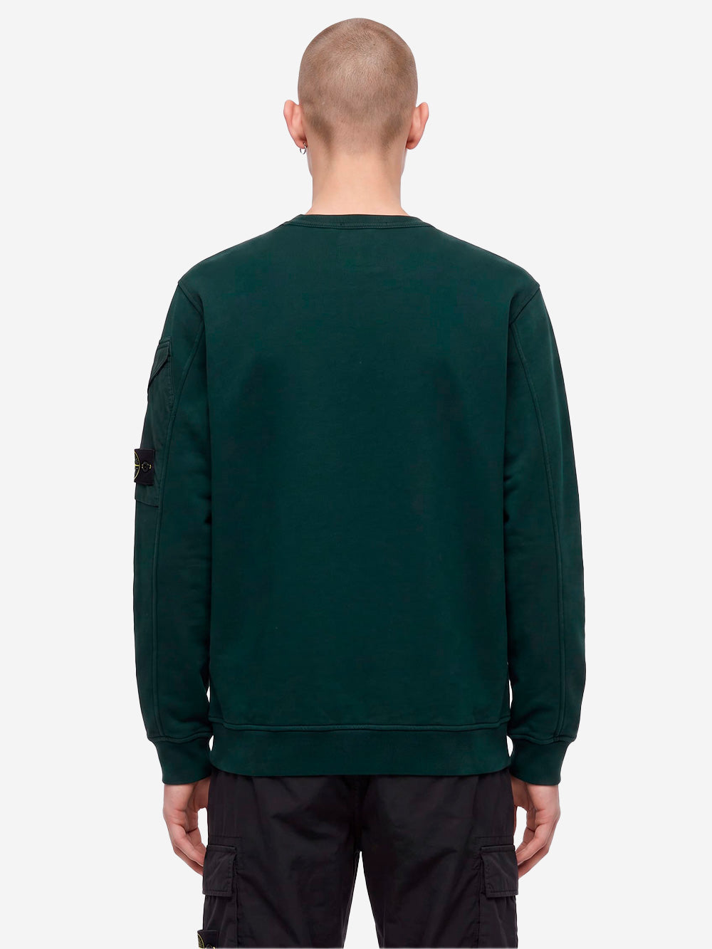 STONE ISLAND Felpa Girocollo verde scuro Sleeve Pocket Badge Verde scuro Urbanstaroma