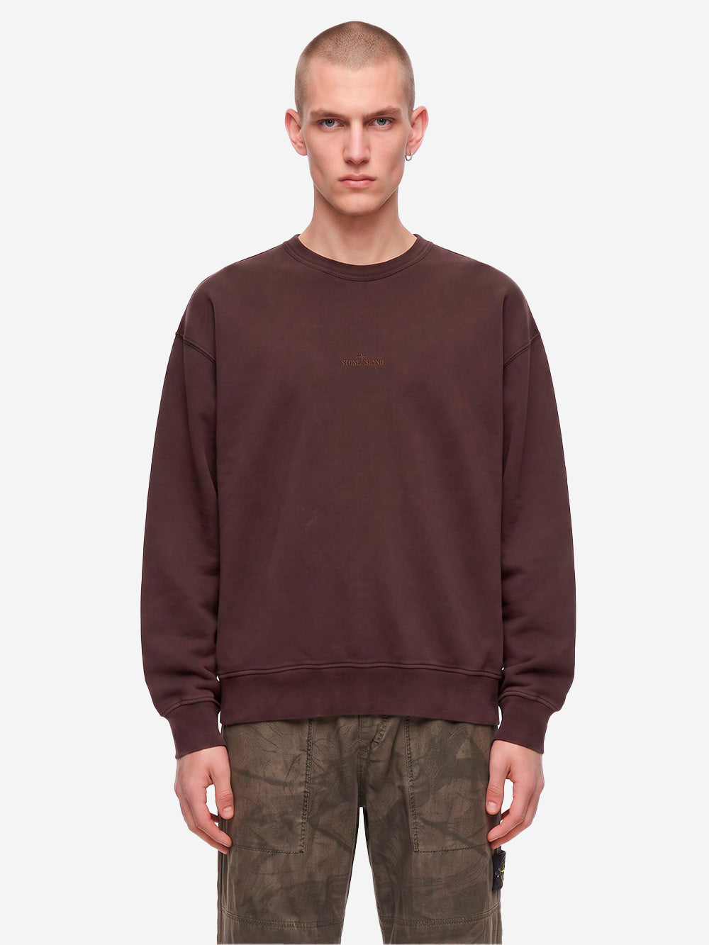 STONE ISLAND Felpa girocollo in cotone vinaccia Vinaccia Urbanstaroma