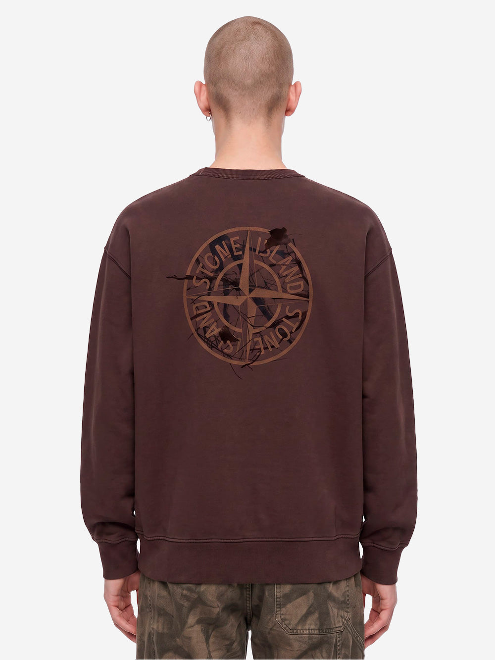STONE ISLAND Felpa girocollo in cotone vinaccia Vinaccia Urbanstaroma