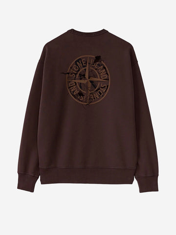 STONE ISLAND Felpa girocollo in cotone vinaccia Vinaccia