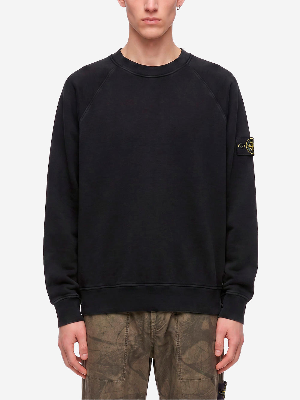 STONE ISLAND Felpa in cotone nera Nero Urbanstaroma