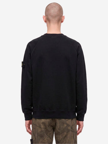 STONE ISLAND Felpa in cotone nera Nero