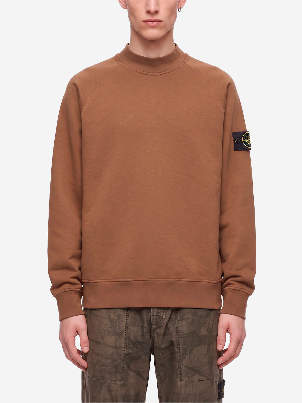 STONE ISLAND Felpa girocollo con badge Marrone Marrone Urbanstaroma