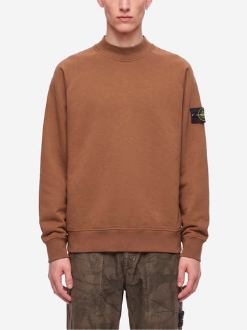 STONE ISLAND Felpa girocollo con badge Marrone Marrone
