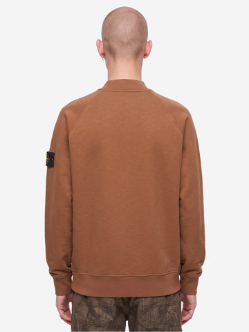 STONE ISLAND Felpa girocollo con badge Marrone Marrone