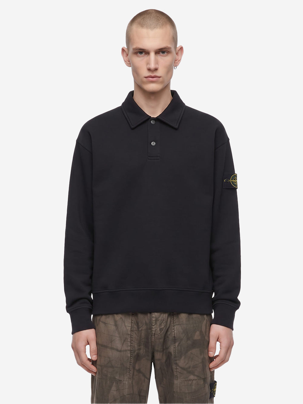 STONE ISLAND Felpa Tubular Cotton Fleece nera Nero Urbanstaroma