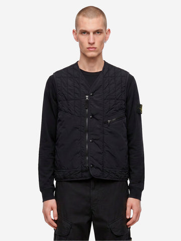 Gilet imbottito trapuntato nero con finitura antigoccia