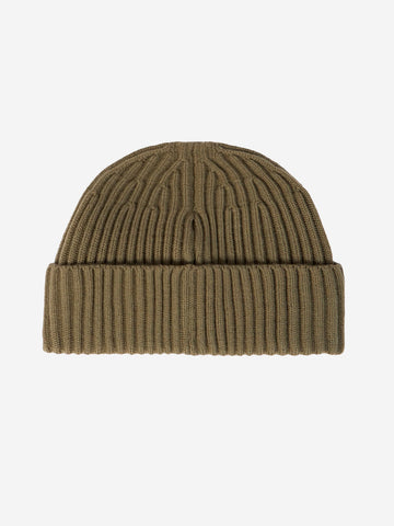 STONE ISLAND Beanie verde in lana Geelong a costine con badge Verde