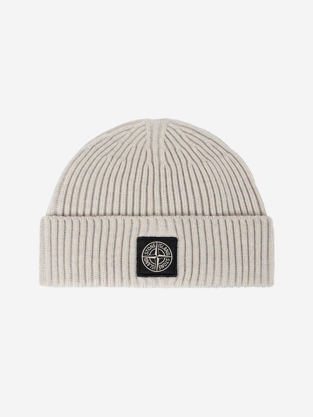 STONE ISLAND Beanie grigio in lana Geelong a costine con badge Grigio Urbanstaroma