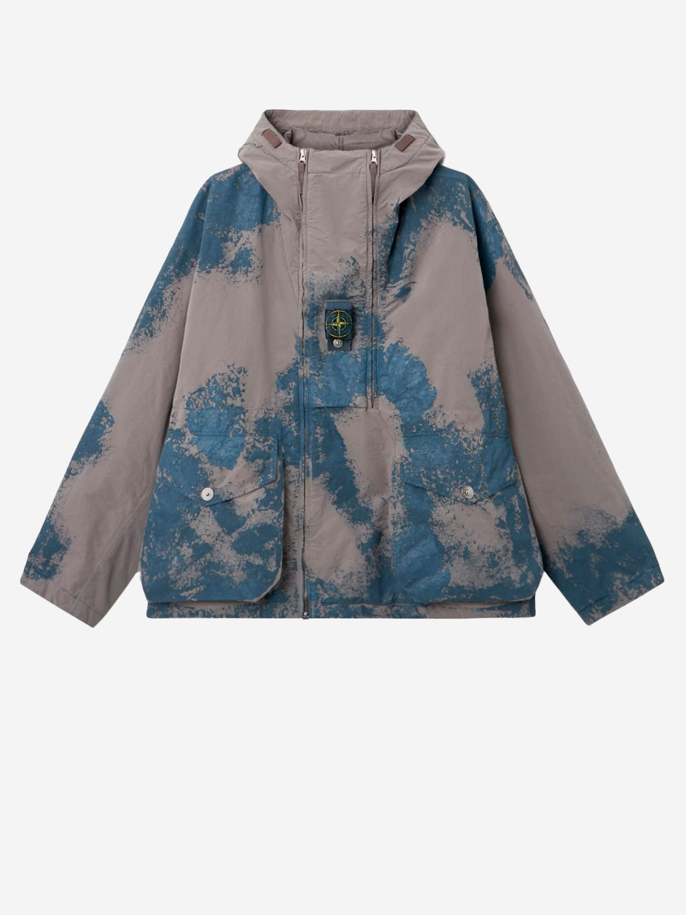 STONE ISLAND Parka Corto 'David' imbottito con finitura dipinta a mano Grigio blu Urbanstaroma