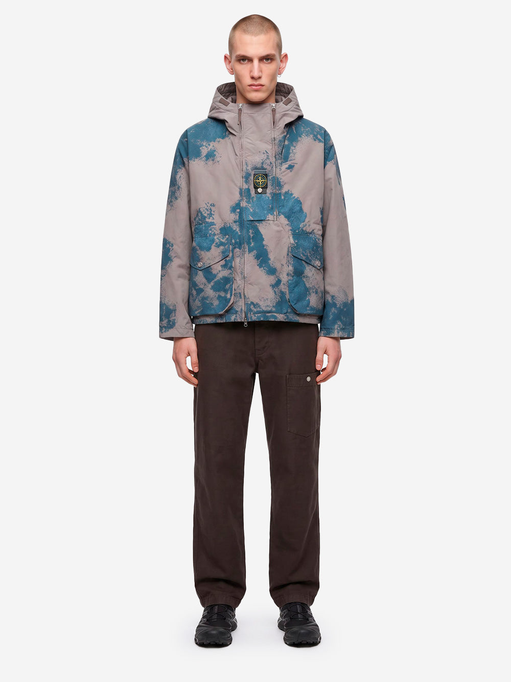 STONE ISLAND Parka Corto 'David' imbottito con finitura dipinta a mano Grigio blu Urbanstaroma