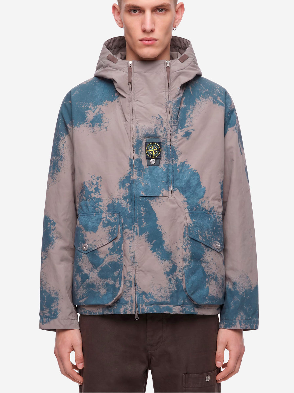 STONE ISLAND Parka Corto 'David' imbottito con finitura dipinta a mano Grigio blu Urbanstaroma