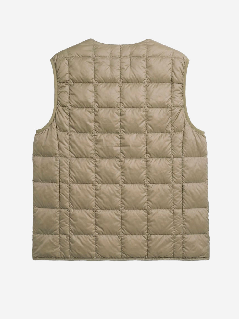 TAION Gilet khaki imbottito in piuma con scollo a V Beige scuro Urbanstaroma