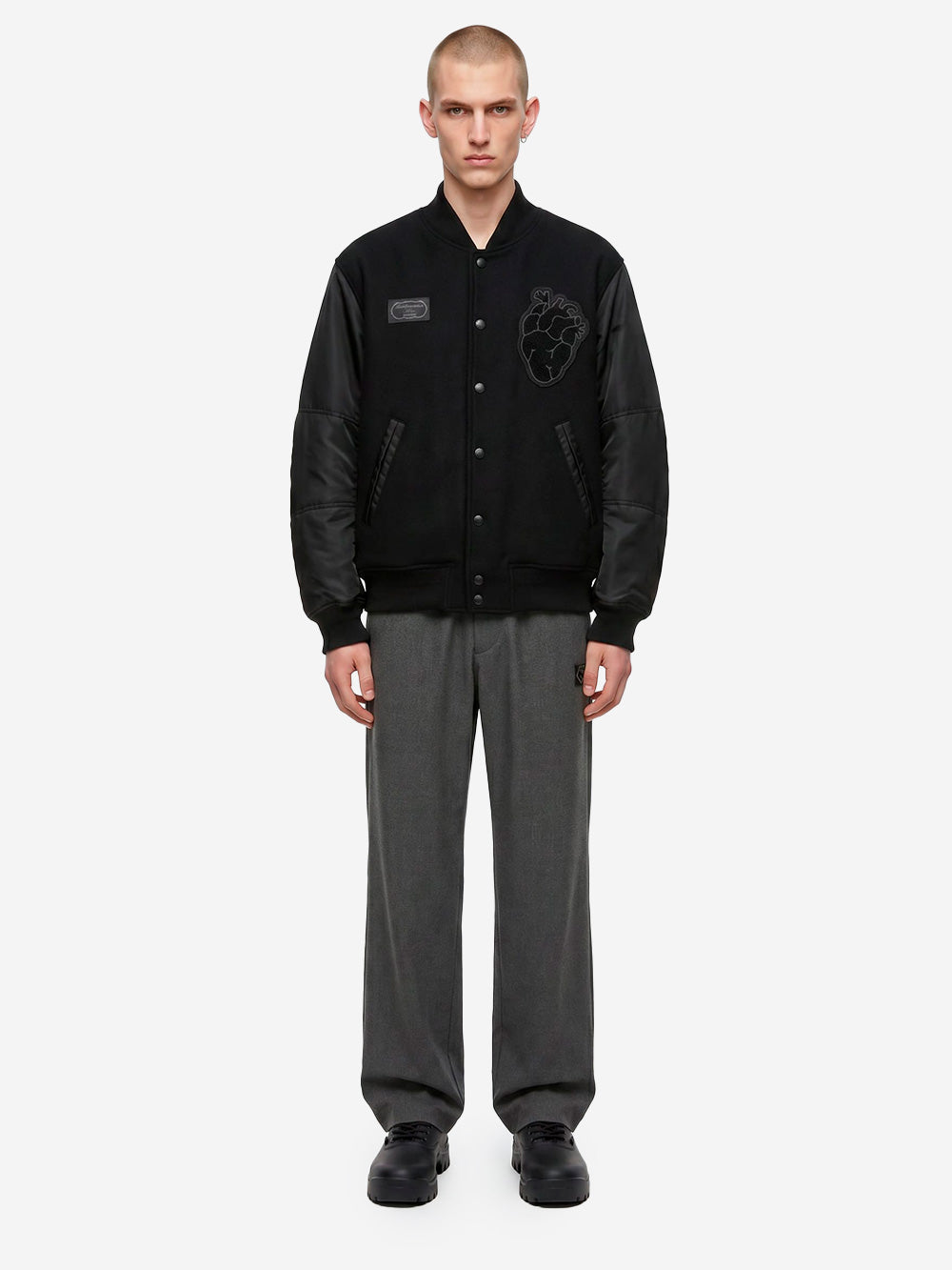 UNDERCOVER Giacca Stadium in misto lana con patch e ricamo Nero Urbanstaroma