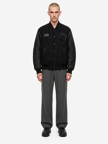 UNDERCOVER Giacca Stadium in misto lana con patch e ricamo Nero