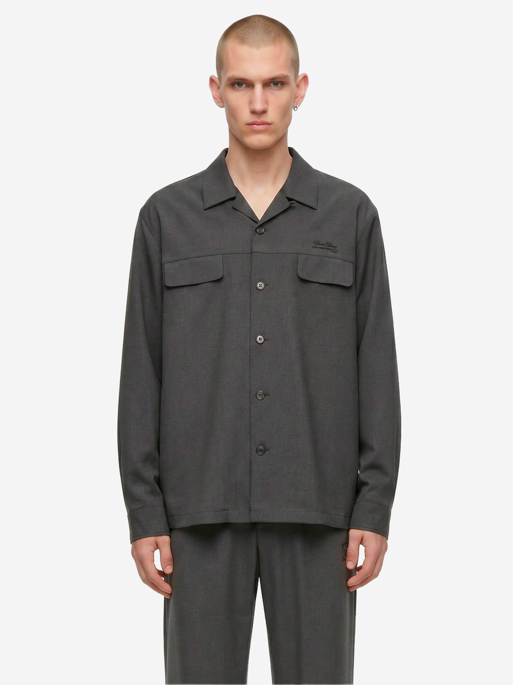 UNDERCOVER Camicia antracite open collar con taschini grigio Urbanstaroma