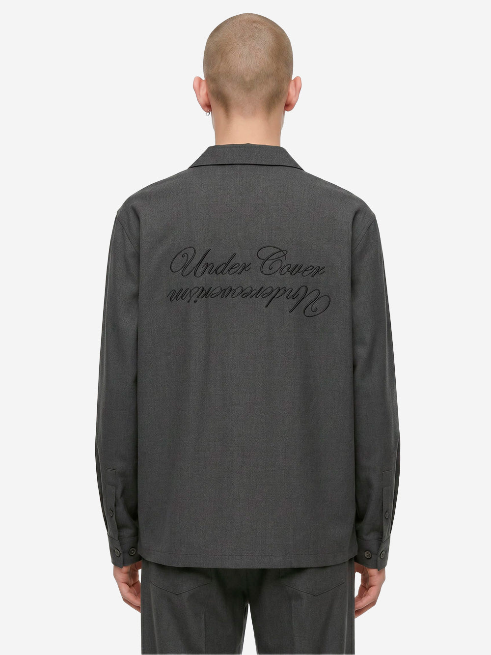 UNDERCOVER Camicia antracite open collar con taschini grigio Urbanstaroma