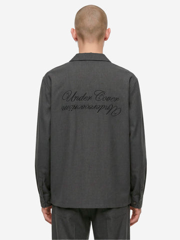 UNDERCOVER Camicia antracite open collar con taschini grigio