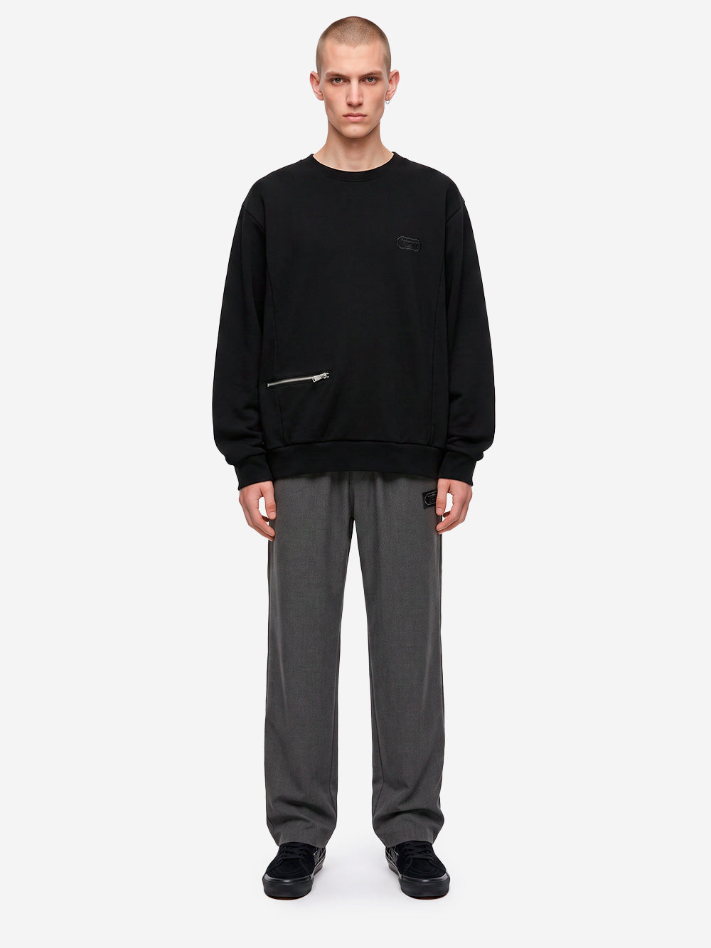 UNDERCOVER Felpa nera ricamata con dettaglio zip Nero Urbanstaroma