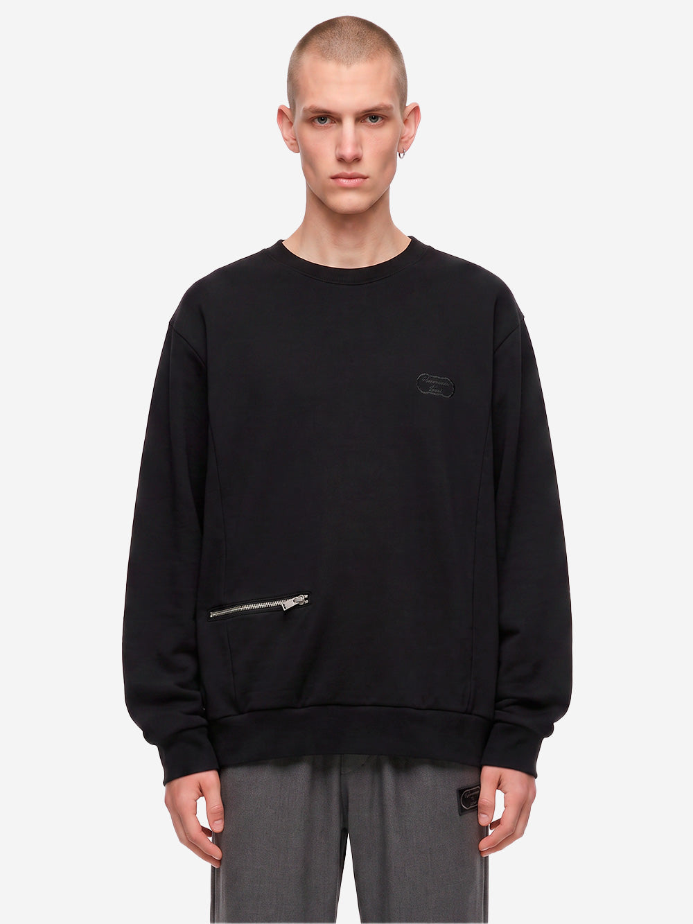 UNDERCOVER Felpa nera ricamata con dettaglio zip Nero Urbanstaroma