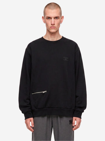 UNDERCOVER Felpa nera ricamata con dettaglio zip Nero