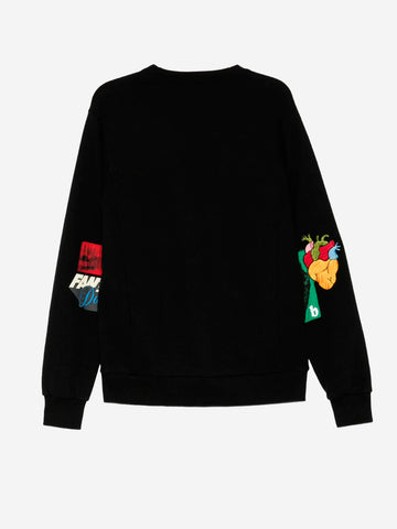 UNDERCOVER Felpa nera ricamata con dettaglio zip Nero
