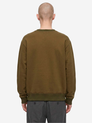 UNDERCOVER Felpa girocollo raw-cut khaki con tasca con zip verde