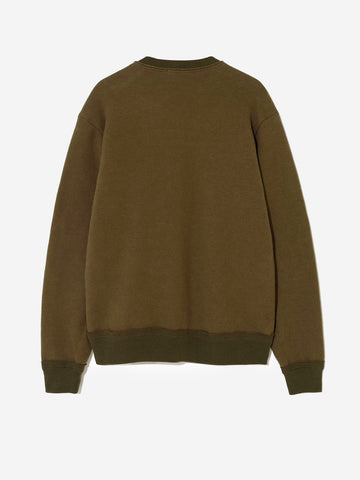 UNDERCOVER Felpa girocollo raw-cut khaki con tasca con zip verde