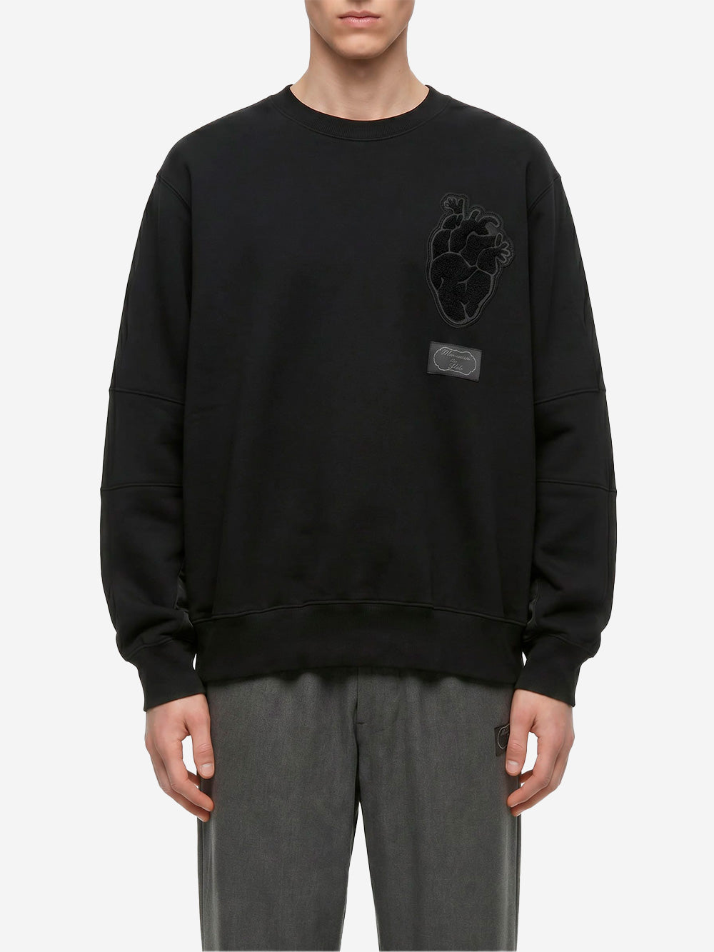 UNDERCOVER Felpa girocollo con inserti in nylon e patch Nero Urbanstaroma