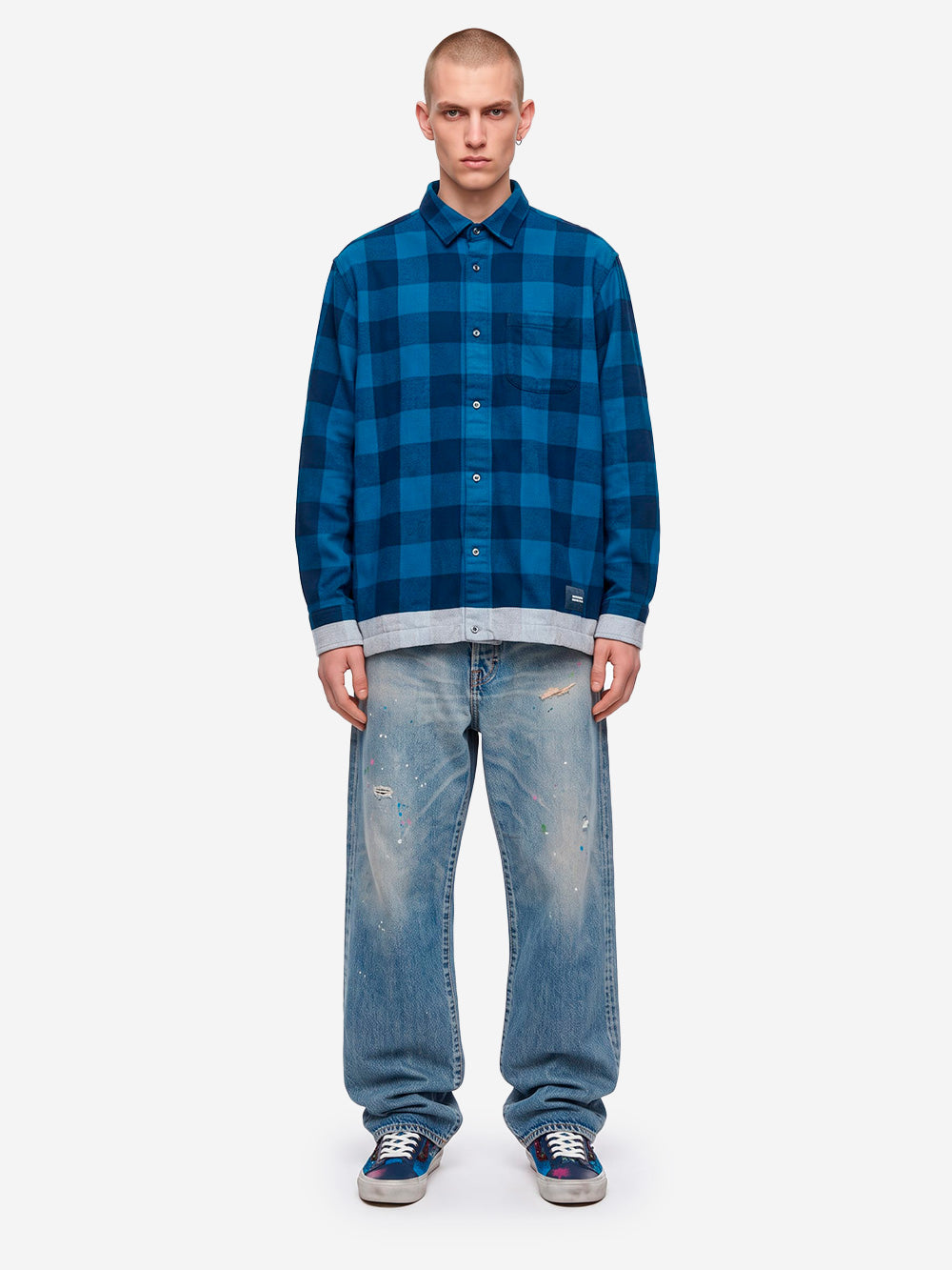 UNIFORM EXPERIMENT Jeans baggy cimosati damaged Blu Urbanstaroma