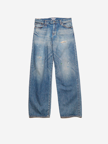 UNIFORM EXPERIMENT Jeans baggy cimosati damaged Blu