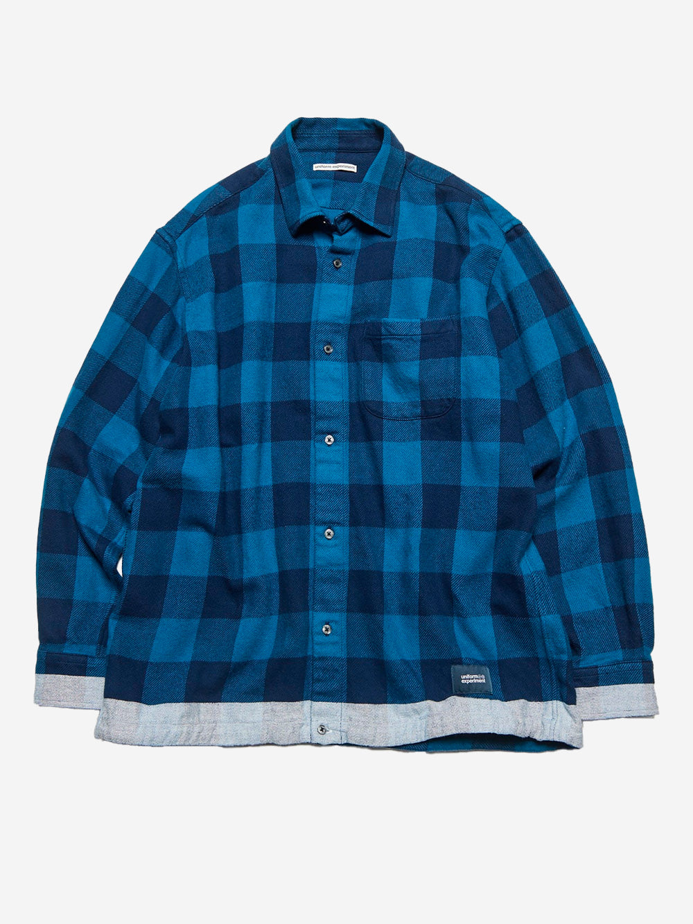 UNIFORM EXPERIMENT Camicia in flanella con coulisse blu Blu nero Urbanstaroma