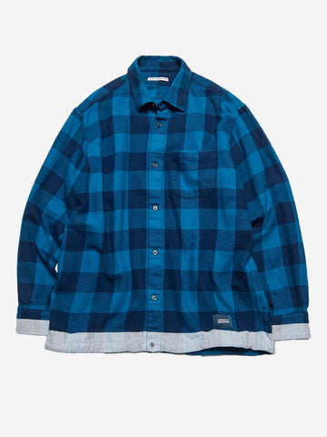 UNIFORM EXPERIMENT Camicia in flanella con coulisse blu Blu nero
