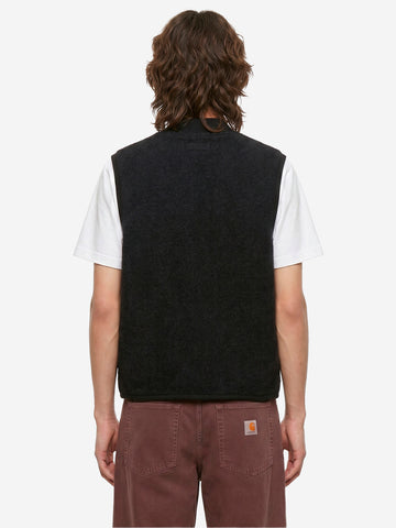 UNIVERSAL WORKS Gilet nero in fleece di lana con zip Nero