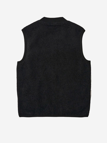 UNIVERSAL WORKS Gilet nero in fleece di lana con zip Nero