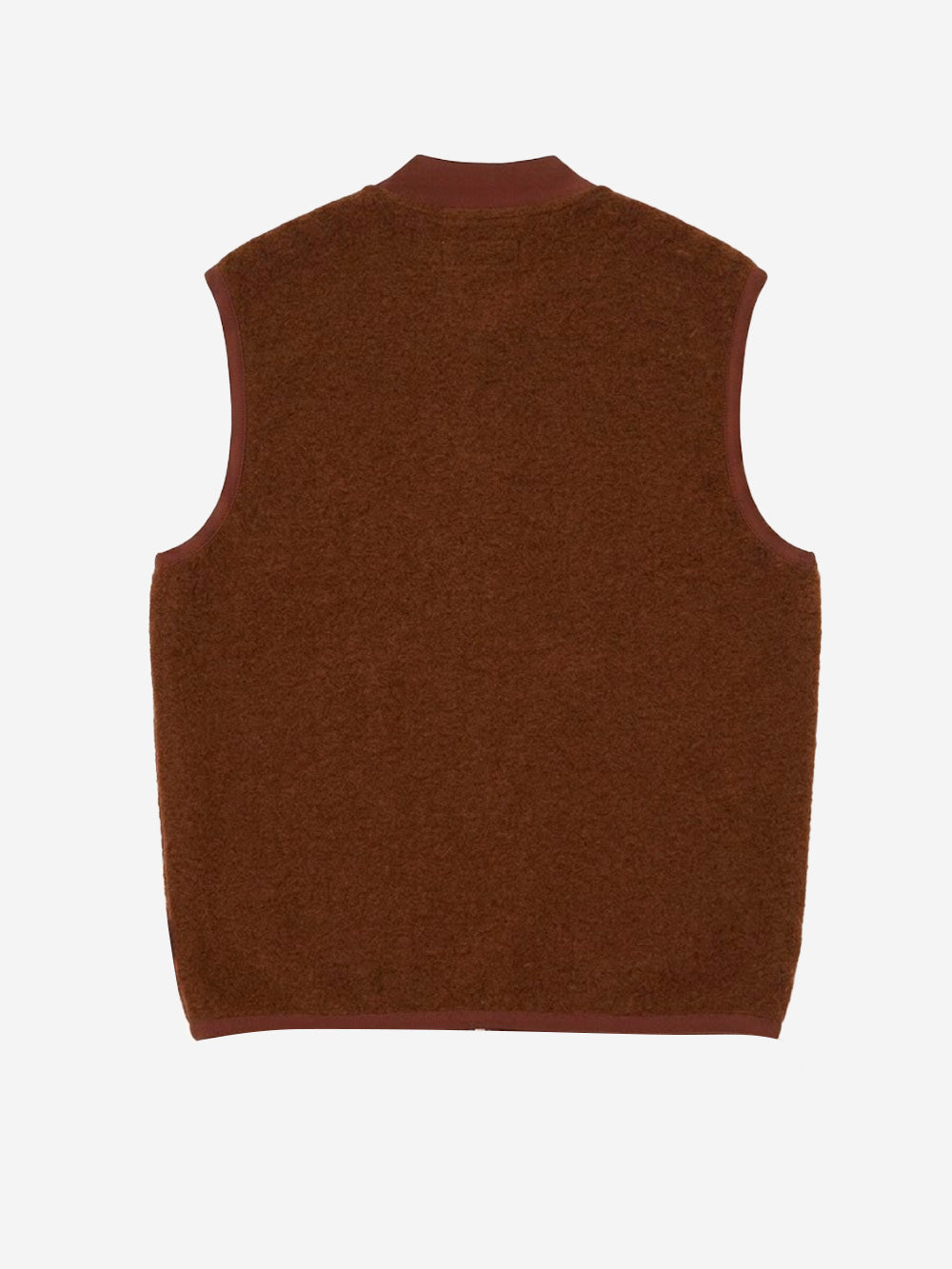 UNIVERSAL WORKS Gilet marrone in fleece di lana con zip Marrone scuro Urbanstaroma