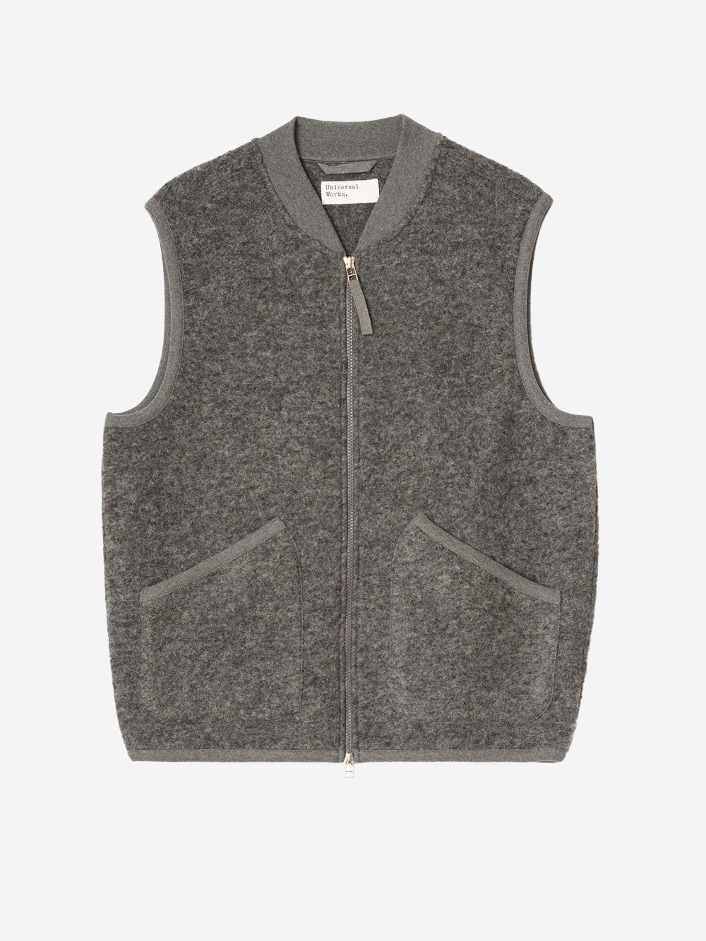 UNIVERSAL WORKS Gilet grigio in fleece di lana con zip Grigio Urbanstaroma