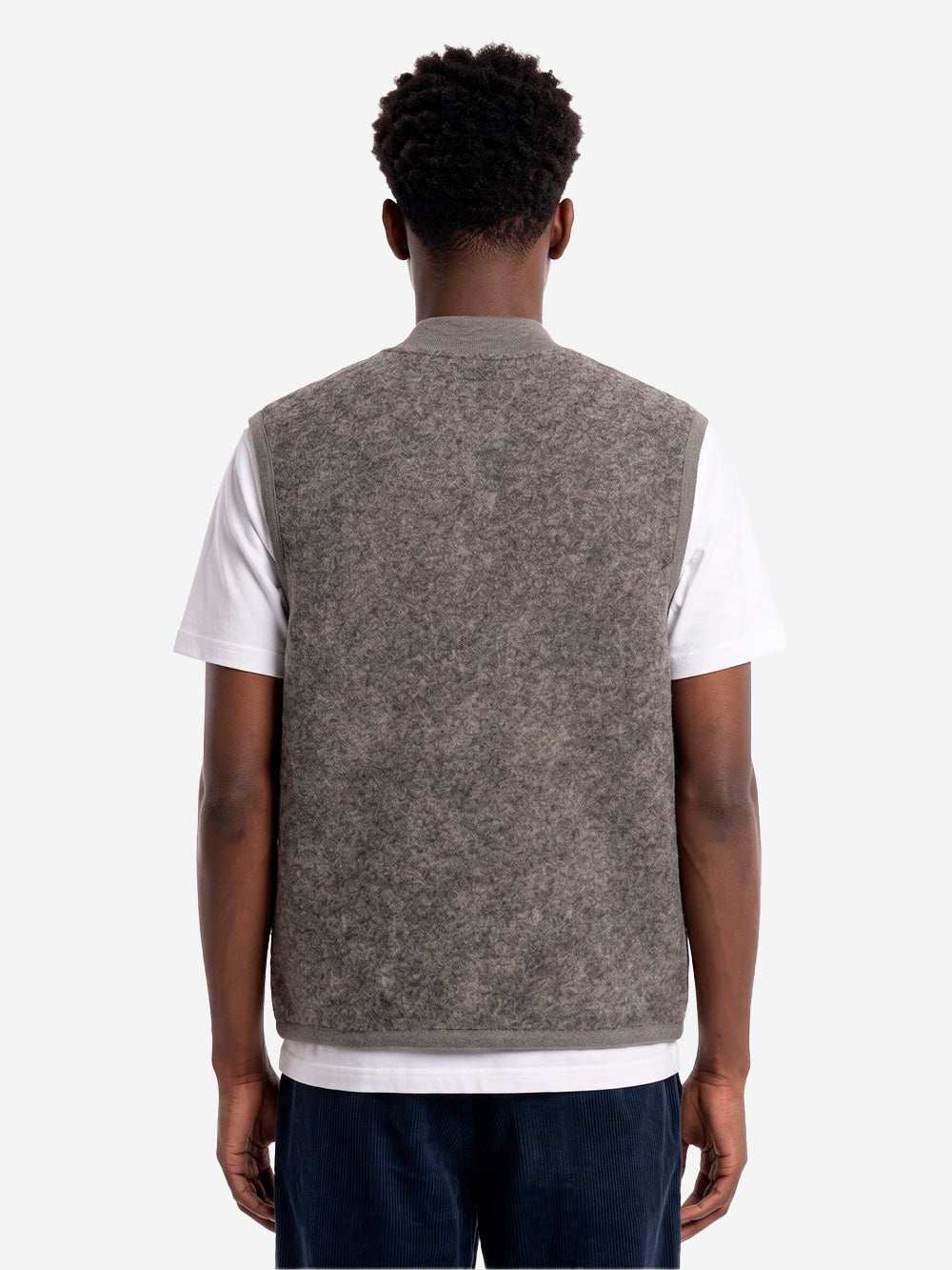 UNIVERSAL WORKS Gilet grigio in fleece di lana con zip Grigio Urbanstaroma