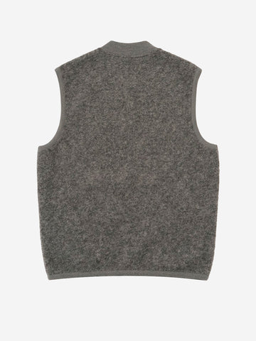 UNIVERSAL WORKS Gilet grigio in fleece di lana con zip Grigio