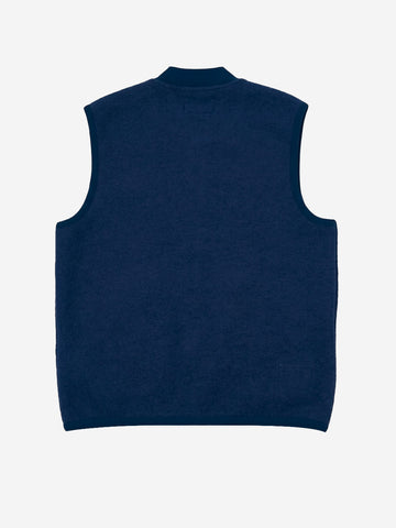 UNIVERSAL WORKS Gilet indigo in fleece di lana con zip Indigo