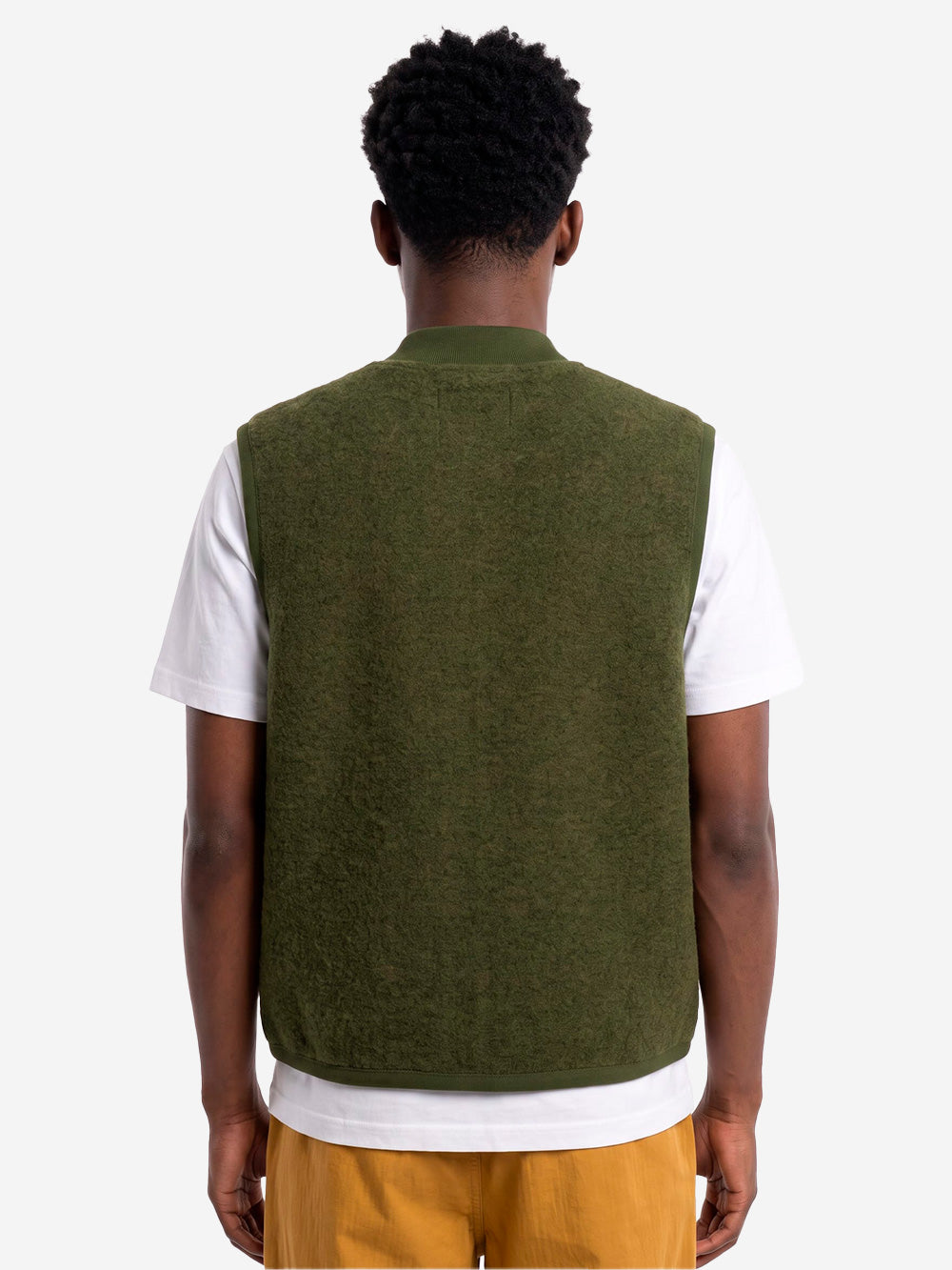 UNIVERSAL WORKS Gilet oliva in fleece di lana con zip Verde Oliva Urbanstaroma