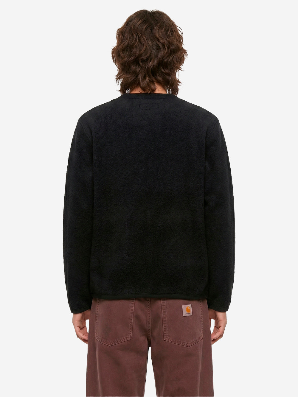 UNIVERSAL WORKS Cardigan nero in fleece di lana con tasche applicate Nero Urbanstaroma