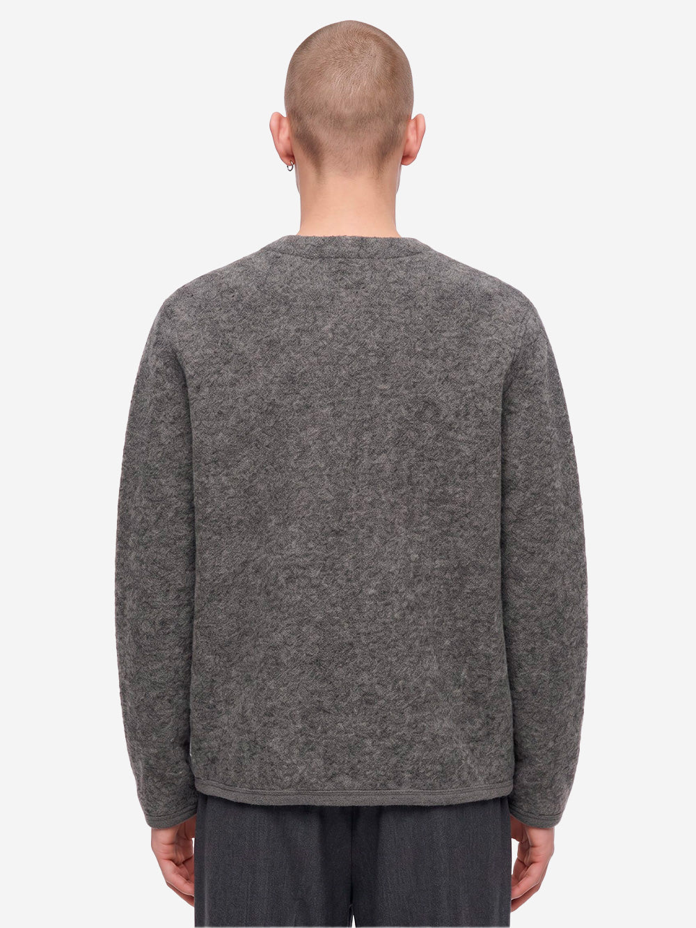 UNIVERSAL WORKS Cardigan grigio in fleece di lana con tasche applicate Grigio Urbanstaroma