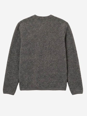 UNIVERSAL WORKS Cardigan grigio in fleece di lana con tasche applicate Grigio