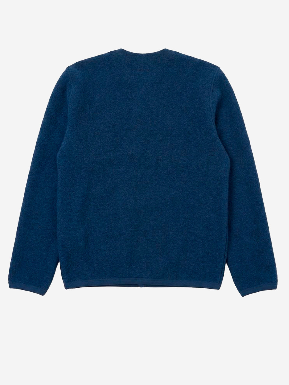UNIVERSAL WORKS Cardigan indigo in fleece di lana con tasche applicate Blu Urbanstaroma