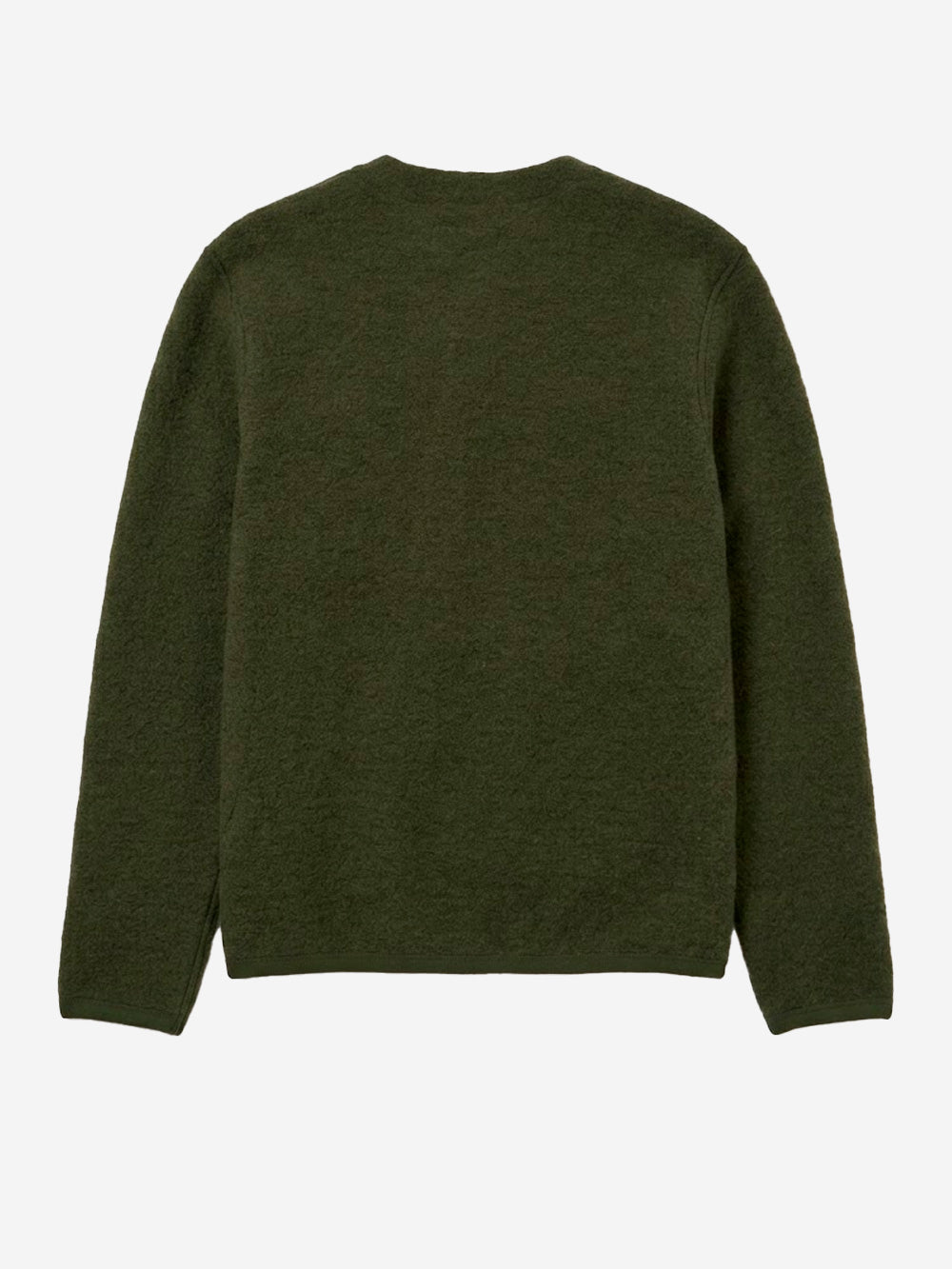 UNIVERSAL WORKS Cardigan verde in fleece di lana con tasche applicate Verde Oliva Urbanstaroma